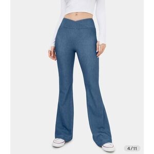 Halara HalaraMagic High Waisted Crossover Stretchy Knit Casual Flare Jeans